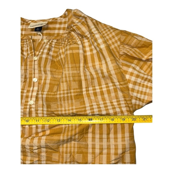 Universal Thread Women's Balloon Long Sleeve Popover Blouse Yellow Plaid Size XS - Picture 5 of 10